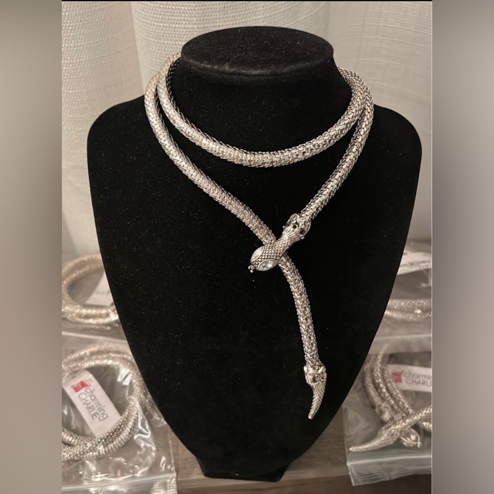 Silvertone Snake Necklace NWT - Picture 11 of 11